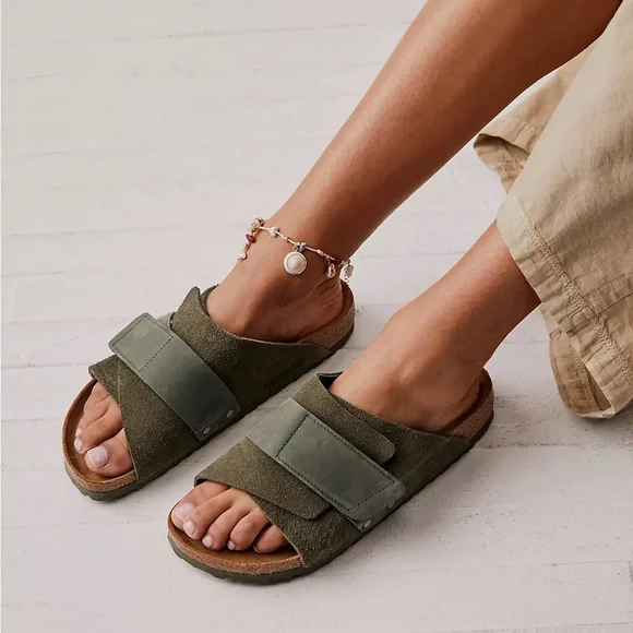 BIRKENSTOCK Kyoto Suede Leather Thyme Men’s Sandal - Picture 4 of 8